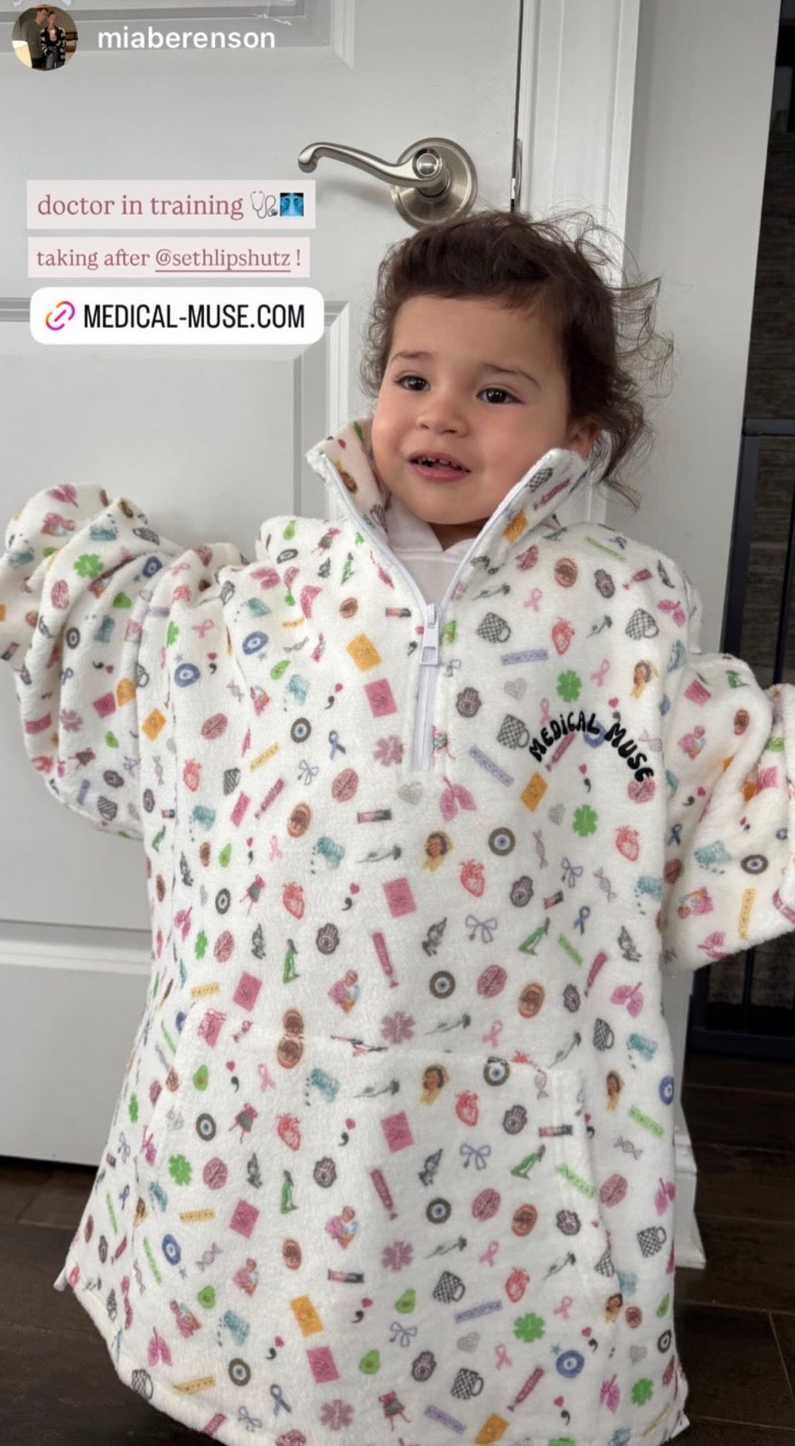 Child wearing a Medical Muse fleece