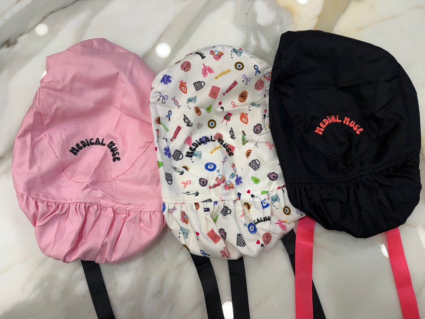 Satin-Lined Scrub Cap Trio