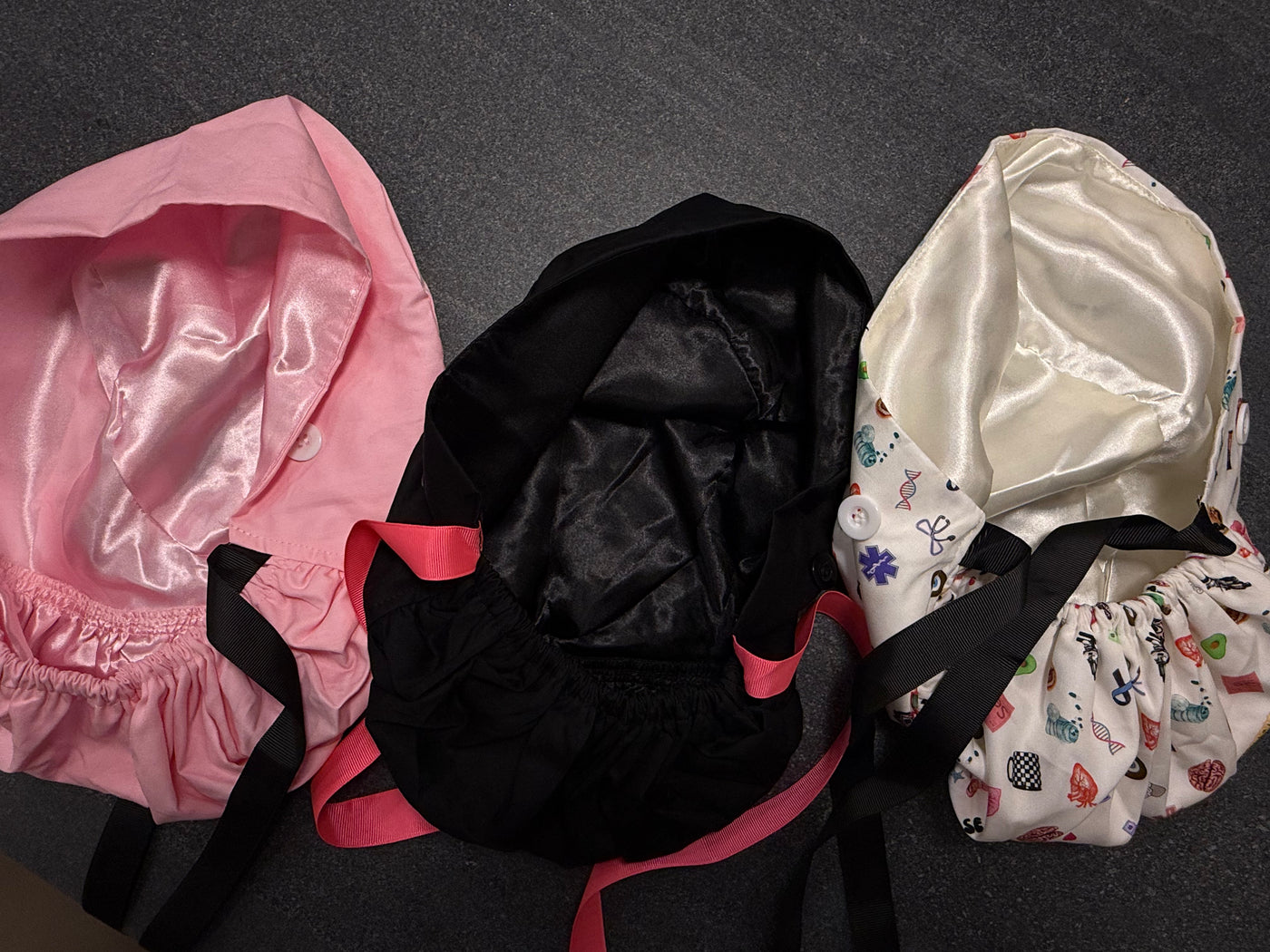Satin-Lined Scrub Cap Trio