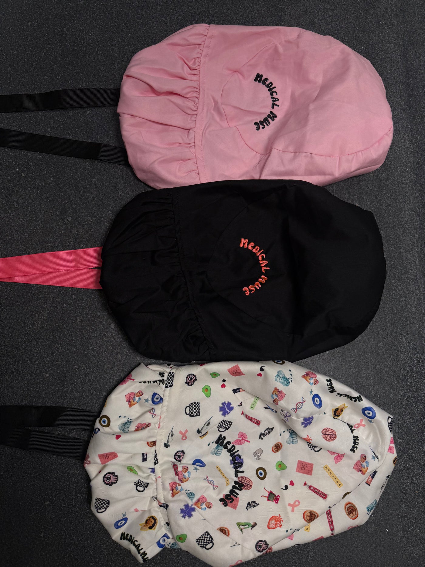Satin-Lined Scrub Cap Trio