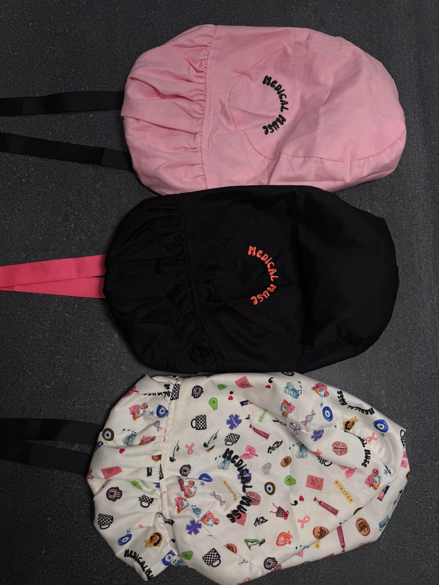 Satin-Lined Scrub Cap Trio