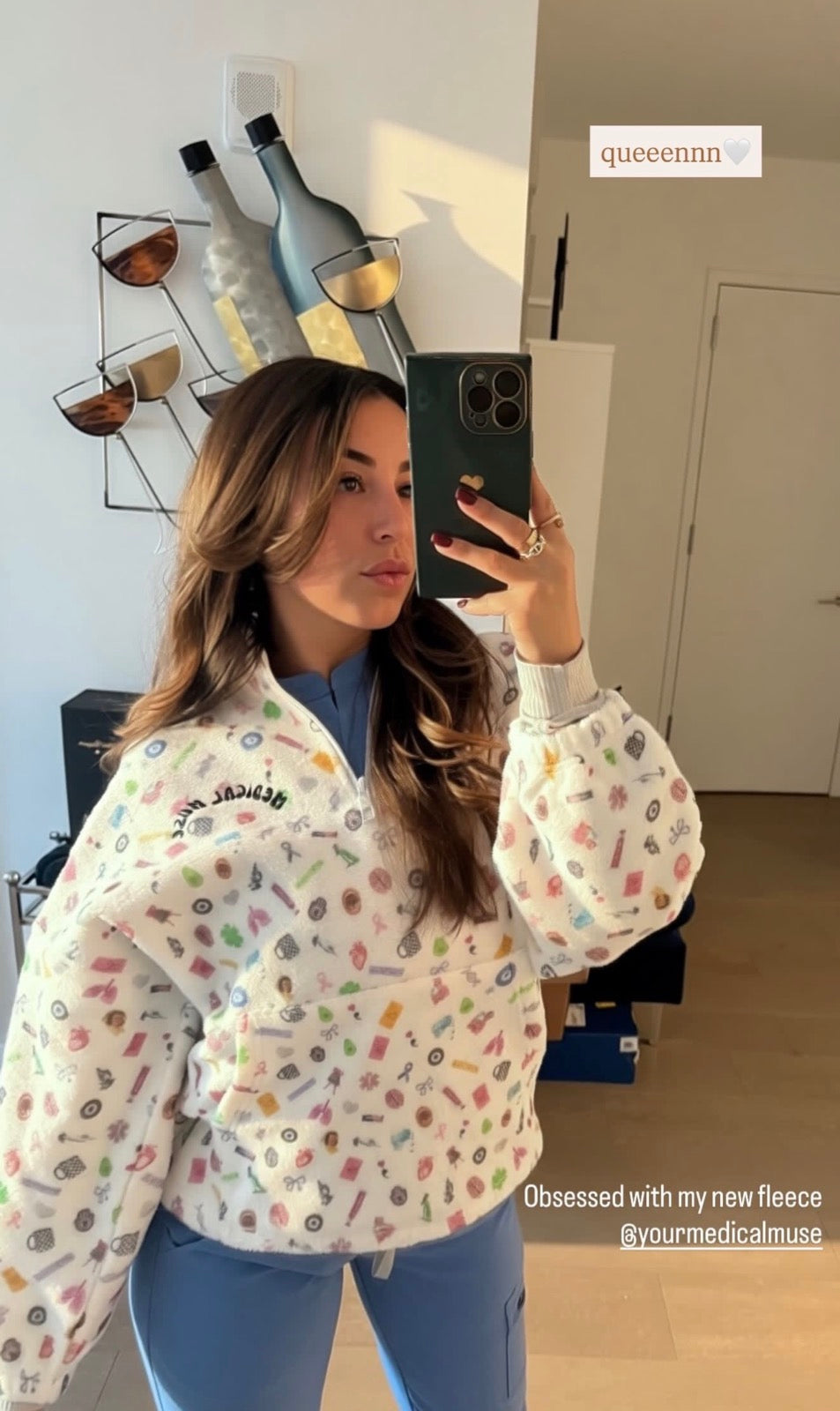 Medical Muse fleece styled with scrubs